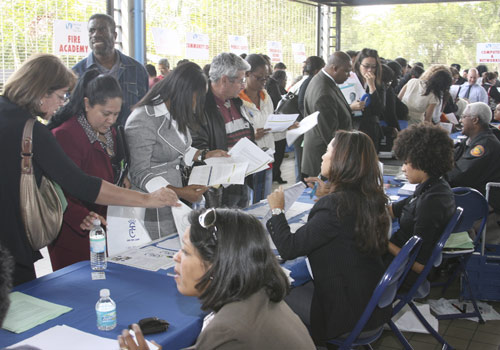 Job seekers at the North Campus