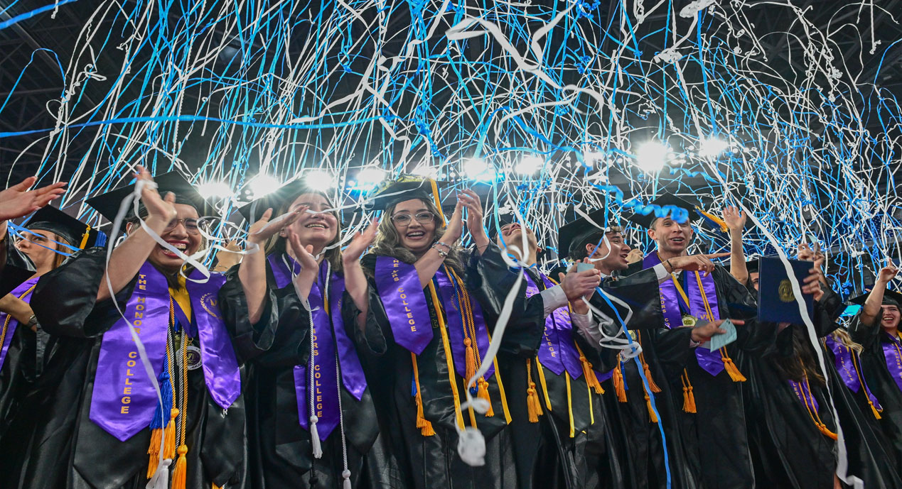 Graduating students at commencement