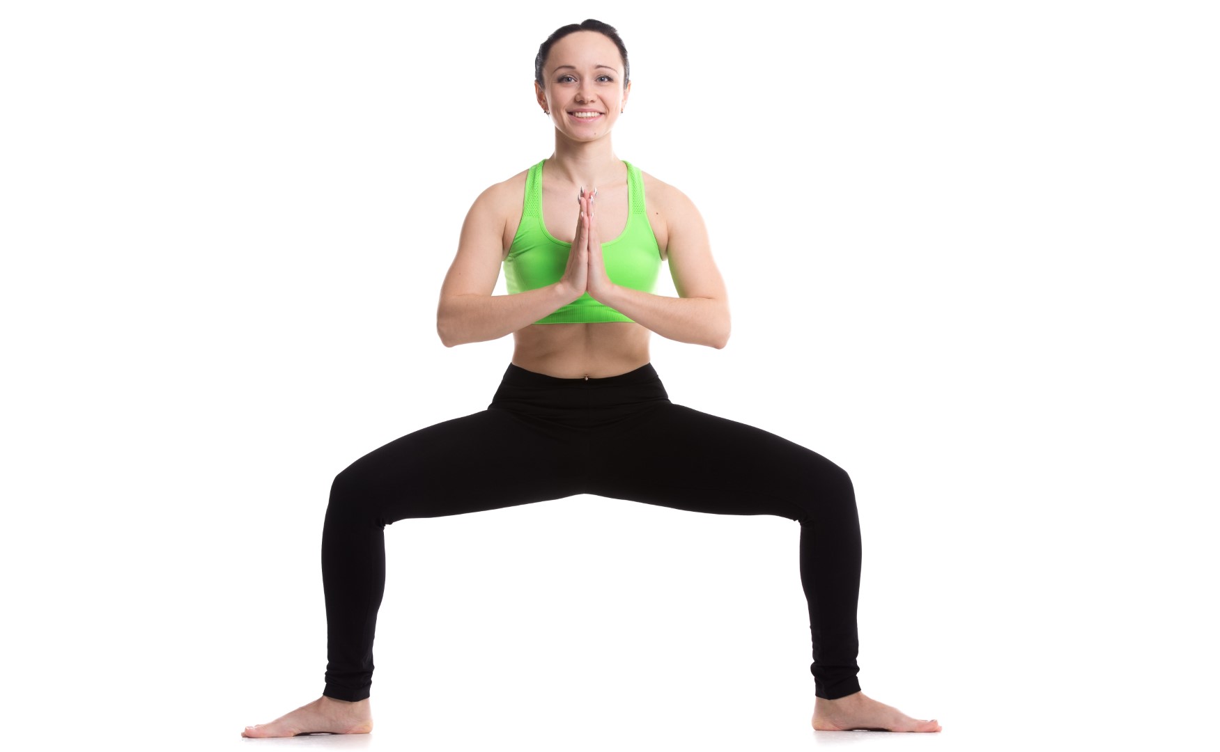 Temple yoga pose demonstrated by a woman