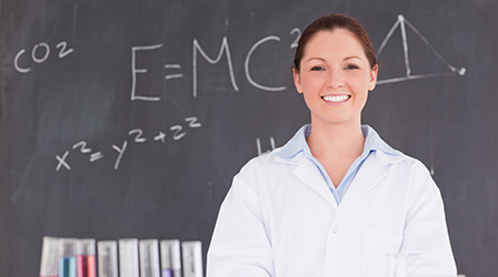 student standing in the Math and Science Lab