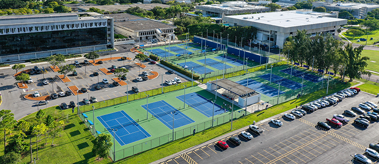 Aerial view of the Kendall Campus Racquet Sports Complex