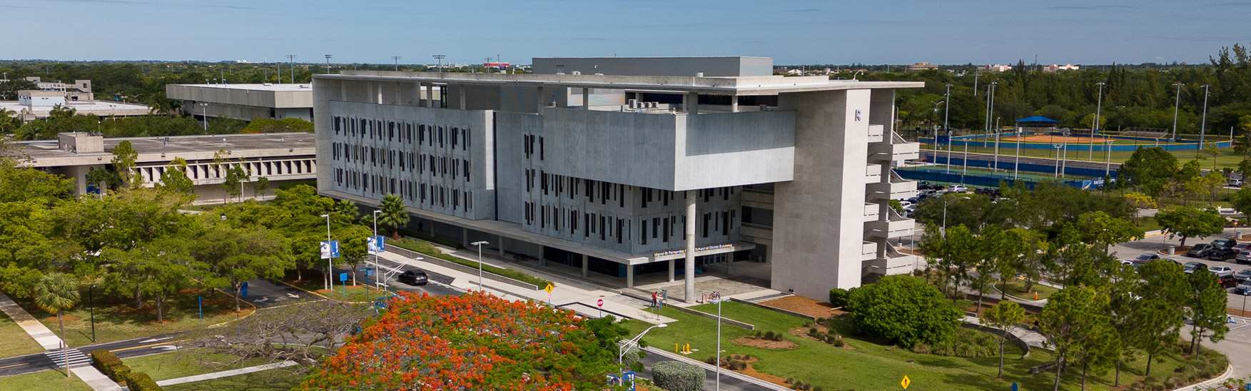 Arial photo of Building R at the Kendall Campus