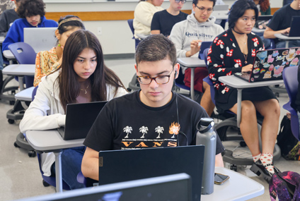 Students siting in a classroom