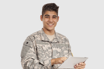 Military member using a tablet