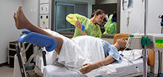 A student practices skills