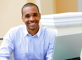 student using laptop