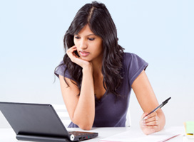 student using laptop