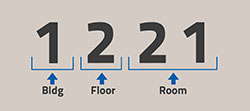 Diagram on how to find your room at MDC