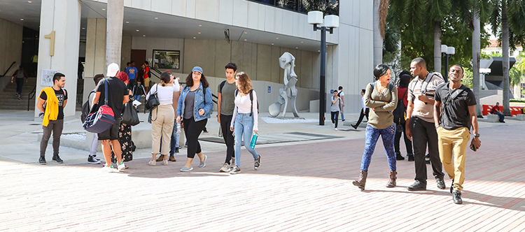 Students at the Wolfson Campus walking