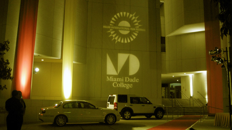 Miami Film Festival logo projected on building