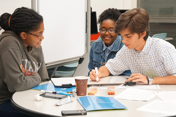 Students studying at the STEM Center