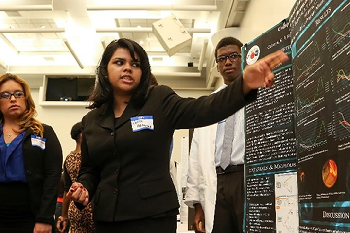 A student presents a scientific project