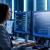 Cybersecurity employee analyzing data